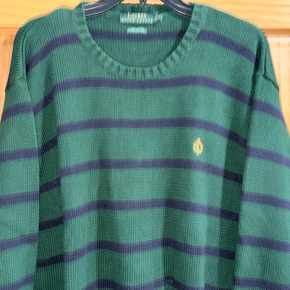 LAUREN Ralph Lauren Striped Green and Navy Crewneck Sweater - XL - EUC - Picture 4 of 6